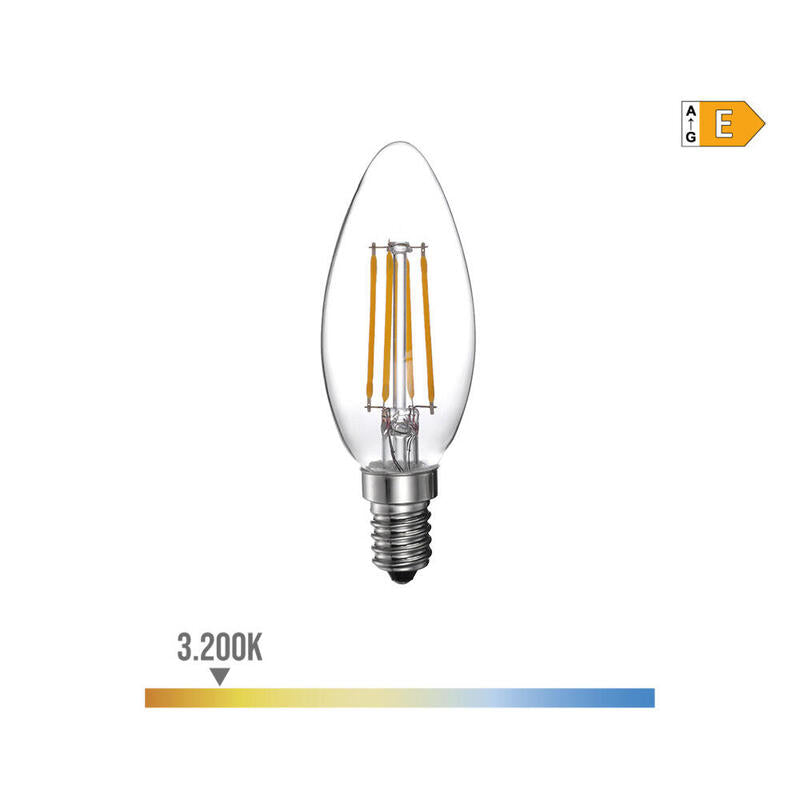 Pack De 5 Unidades - Bombilla De Vela Con Filamento De Led E14 4w 550lm 3200k Luz Calida Ø4,5x7,8cm Edm