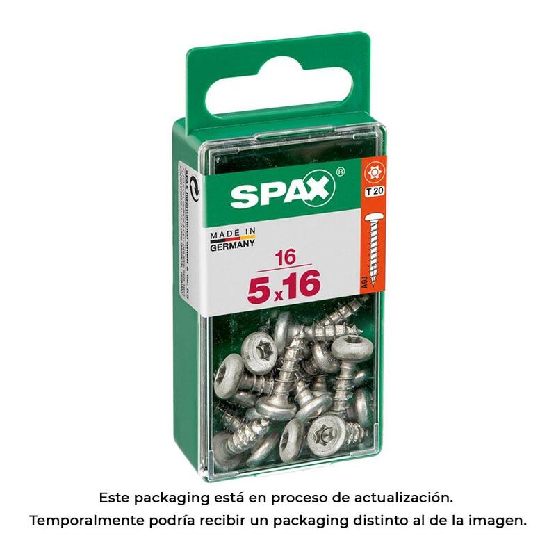 Pack De 5 Unidades - Caja 16 Unid. Tornillo Madera Spax Cab. Redonda Wirox 5,0x16mm Spax