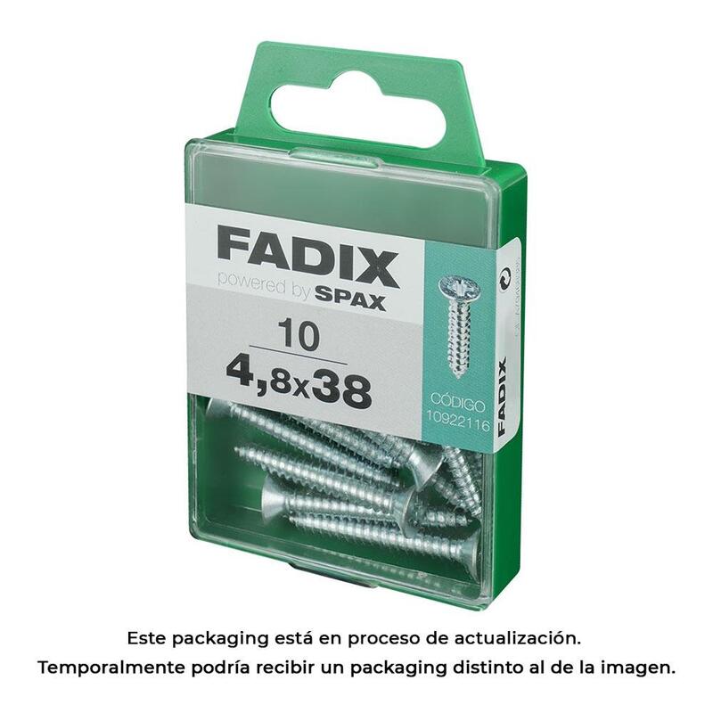 Pack De 5 Unidades - Caja M 10 Unid. Tornillo Rosca Chapa Cp Cinc 4,8x38mm Fadix