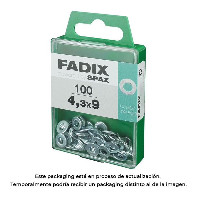 Pack De 5 Unidades - Caja M 100 Unid. Arandela Plana Cinc 4,3x9mm Fadix