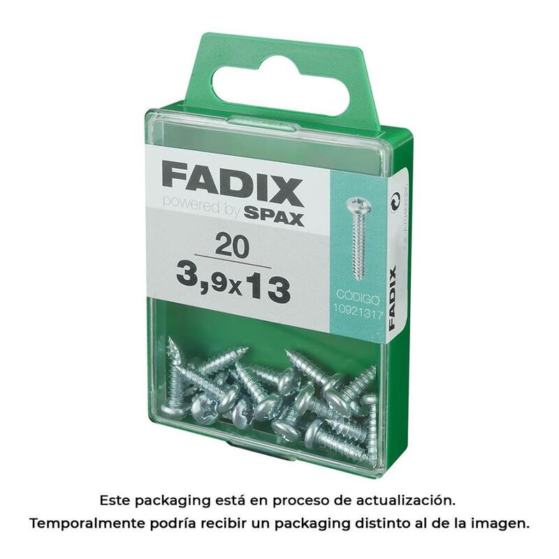 Pack De 5 Unidades - Caja M 20 Unid. Tornillo Rosca Chapa Cr Cinc 3,9x13mm Fadix
