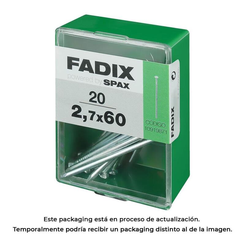 Pack De 5 Unidades - Caja M 20uds. Clavo Cp Acero 2,7x 60mm Fadix