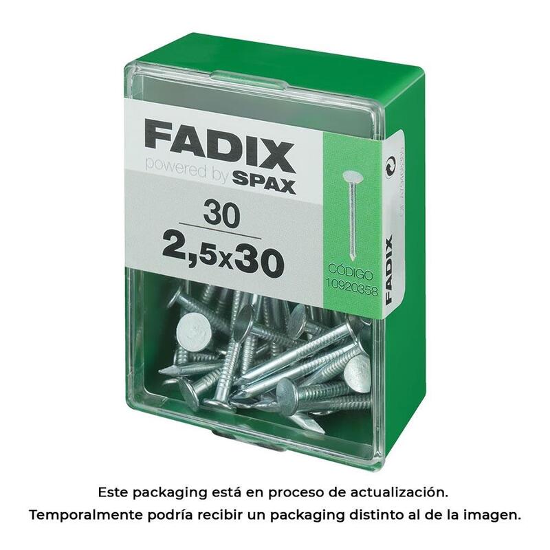 Pack De 5 Unidades - Caja M 30 Unid. Clavo Cp Ancha Acero 2,5x30mm Fadix