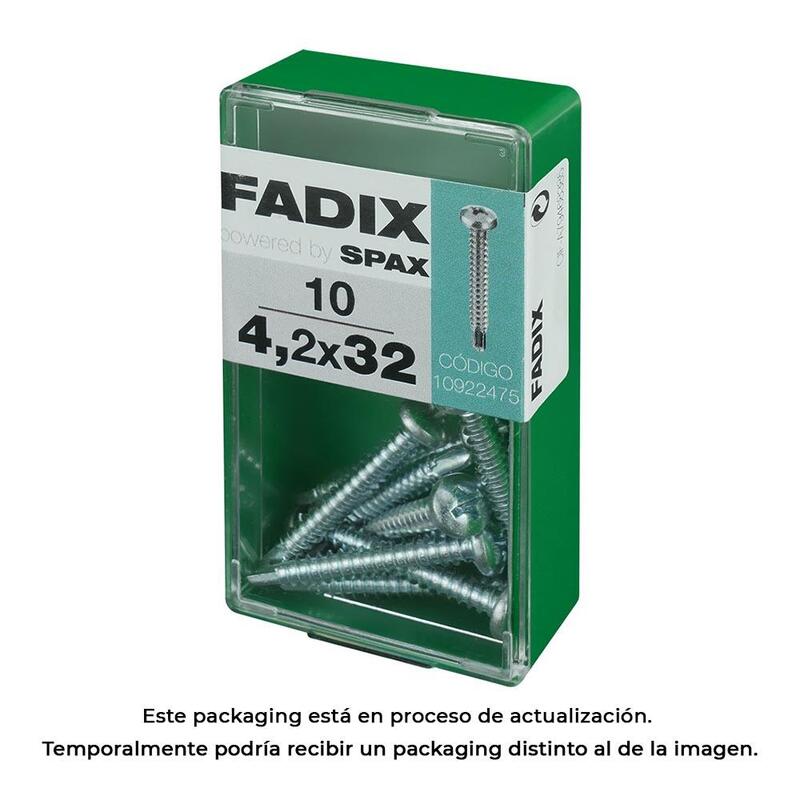Pack De 5 Unidades - Caja S 10 Unid. Tornillo Rosca Chapa Cr Autot. 4,2x32mm Fadix