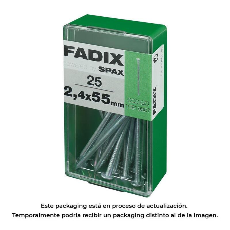 Pack De 5 Unidades - Caja S 25 Unid. Clavo Cp Acero 2,4x55mm Fadix