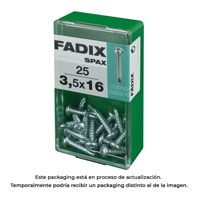 Pack De 5 Unidades - Caja S 25 Unid. Tornillo Rosca Chapa Cr Autot. 3,5x16mm Fadix