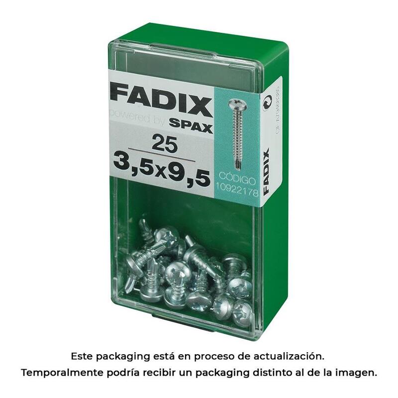 Pack De 5 Unidades - Caja S 25 Unid. Tornillo Rosca Chapa Cr Autot. 3,5x9,5mm Fadix