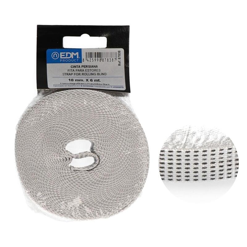 Pack De 5 Unidades - Cinta Persiana Compacto Blanco / Negro 18 Mm X 6 M