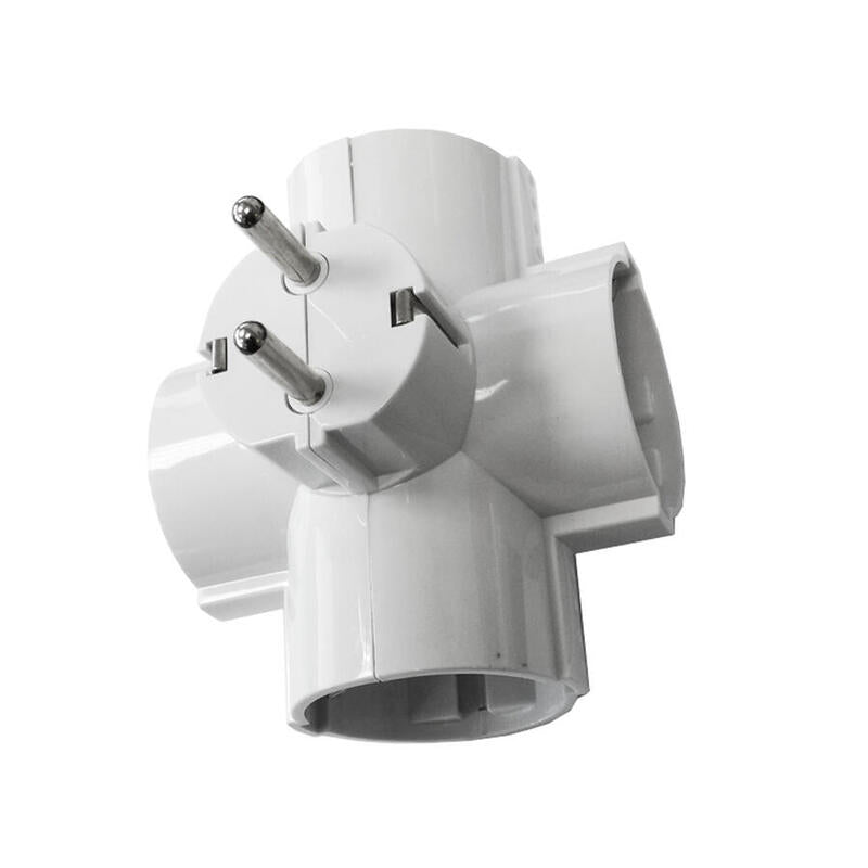 Pack De 5 Unidades - Clavija 4 Tomas T/Tl Salidas Laterales 4,8mm 16a 250v Blanca (Envasada)