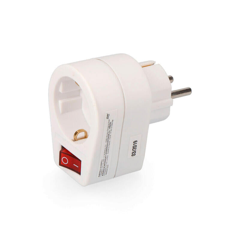 Pack De 5 Unidades - Clavija Adaptadora Con Interruptor Blanca (Envasada)