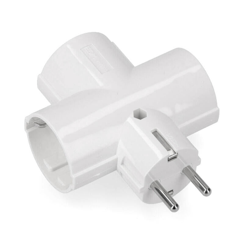 Pack De 5 Unidades - Clavija Triple De Baquelita Tipo F T/Tl 16a 250v Blanca (Envasada)