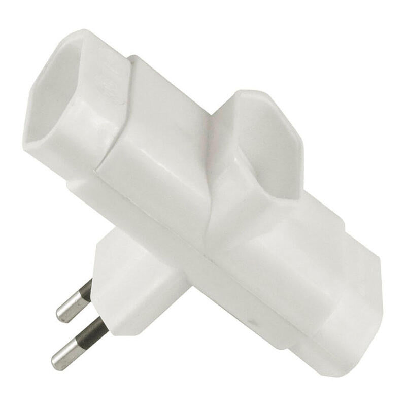Pack De 5 Unidades - Clavija Triple Lateral 2p 10a 250 V~ Blanca