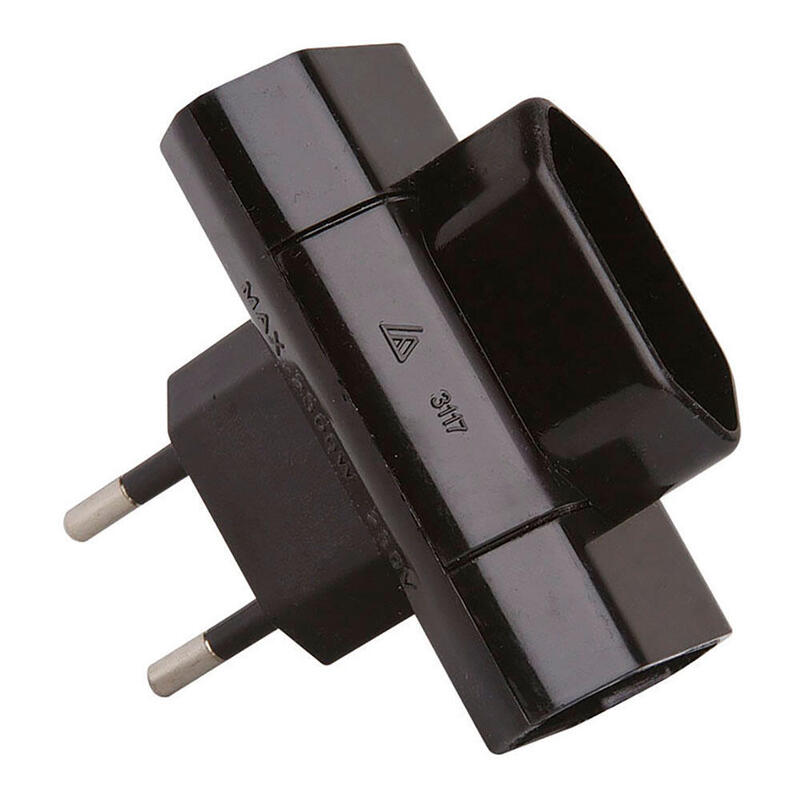 Pack De 5 Unidades - Clavija Triple Lateral 2p 10a 250 V~ Negra