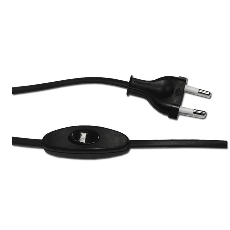 Pack De 5 Unidades - Conexion Con Interruptor 3a 1,5m 2x0,75mm Manguera Plana Negra Edm