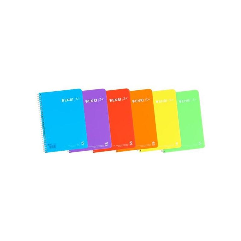 Pack De 5 Unidades Enri Cuaderno Espiral 80 Hojas 90gr 1 Línea Tapa Plástico Folio Surtidos