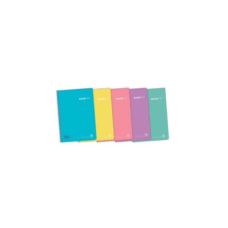 Pack De 5 Unidades Enri Plus Cuaderno Espiral Formato Folio Cuadriculado 4x4mm - 80 Hojas 90gr Con Margen - Cubierta De