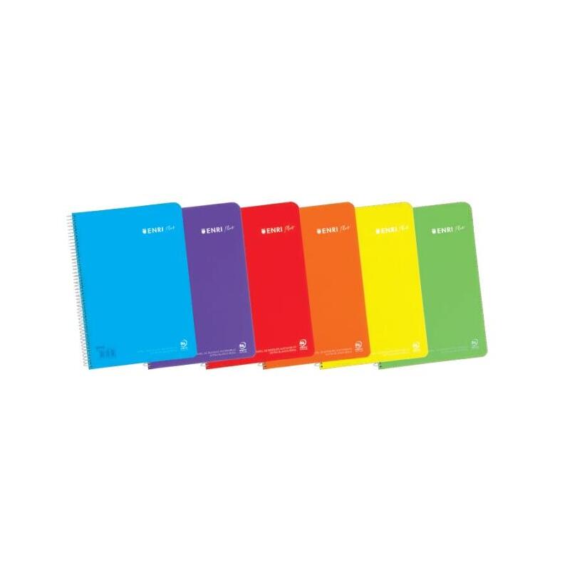 Pack De 5 Unidades Enri Plus Cuaderno Espiral Formato Folio Cuadriculado 5x5mm - 80 Hojas 90gr Con Margen - Cubierta De