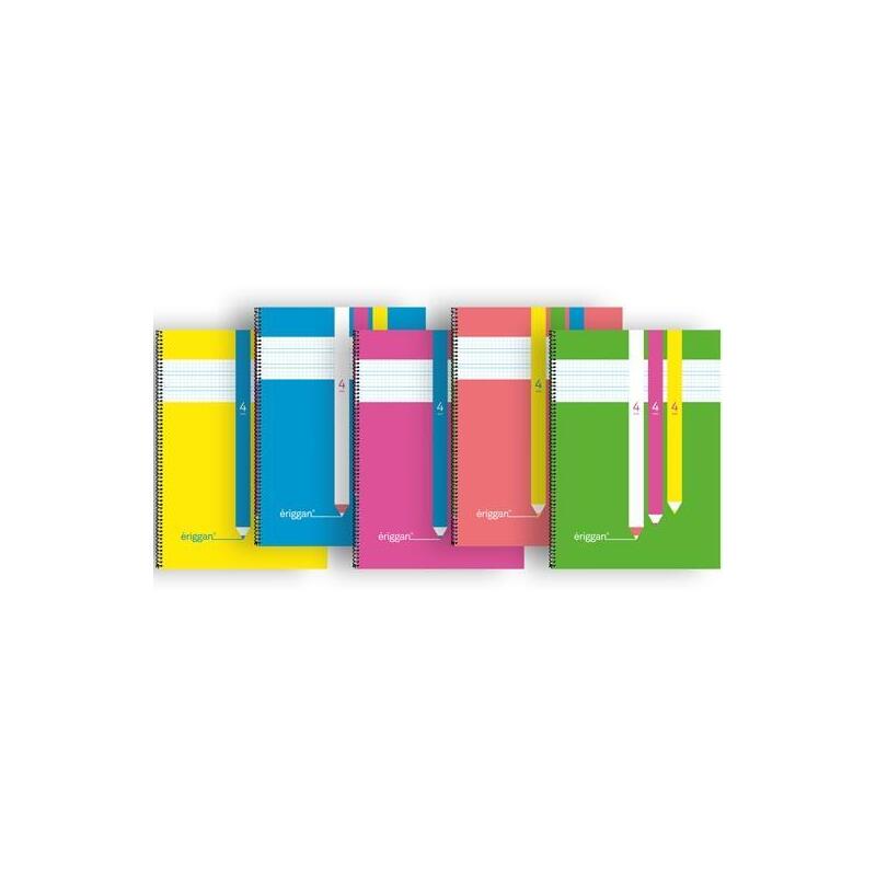 Pack De 5 Unidades Eriggan Cuaderno Espiral Folio 80h 90gr 4mm Tapa Pp C/Surtidos