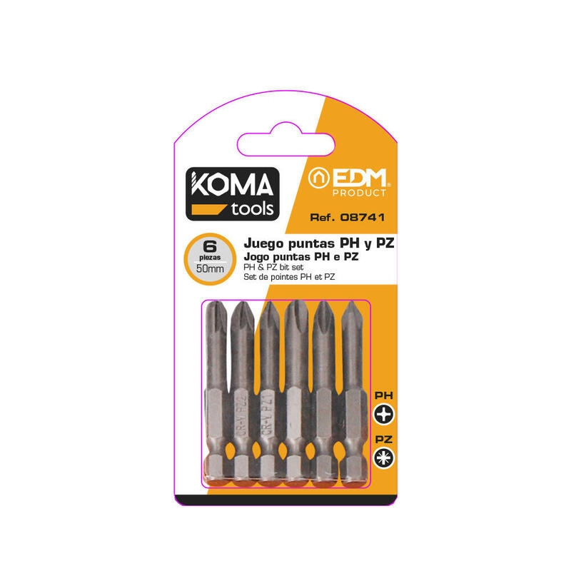 Pack De 5 Unidades - Juego 6 Puntas Ph 1-2-3 Pz 1-2-3 X 50mm
