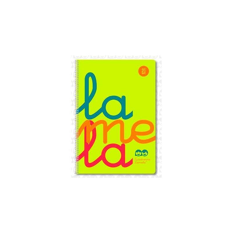 Pack De 5 Unidades Lamela Cuaderno Espiral 80h Folio 90gr Cuadrovía 5mm C/Margen Cubierta Pp Amarillo Fluorescente