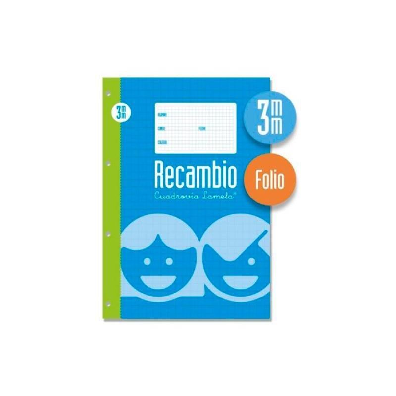 Pack De 5 Unidades Lamela Recambio 100h Folio 70gr Cuadrovía 3mm C/Margen 4 Taladros Offset Blanco