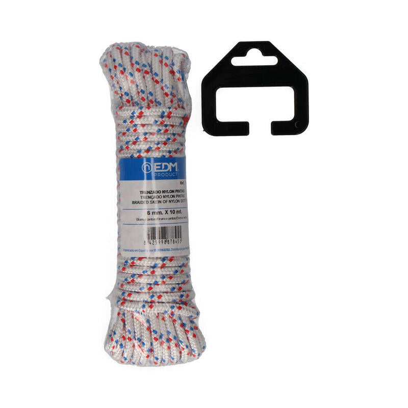 Pack De 5 Unidades - Madeja Trenzado Nylon 10m Blanco Pintas Edm