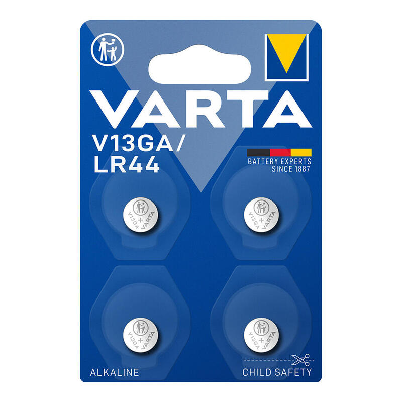 Pack De 5 Unidades - Micro Pila De Botón Alcalina Lr44 - V13ga 1,5 V Ø11,6 X 5,4 Mm Blister 4 Uds