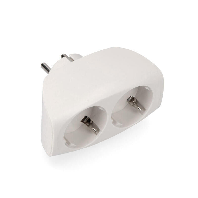 Pack De 5 Unidades - Multiconector T/Tl Doble Salida Tipo F 4,8mm Económico Máx 3680w Blanco (Envasado)