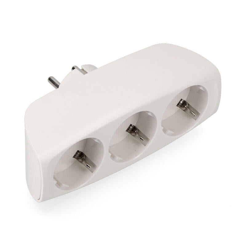 Pack De 5 Unidades - Multiconector T/Tl Triple Salida Tipo F 4,8mm Económico Máx 3680w Blanco (Envasado)