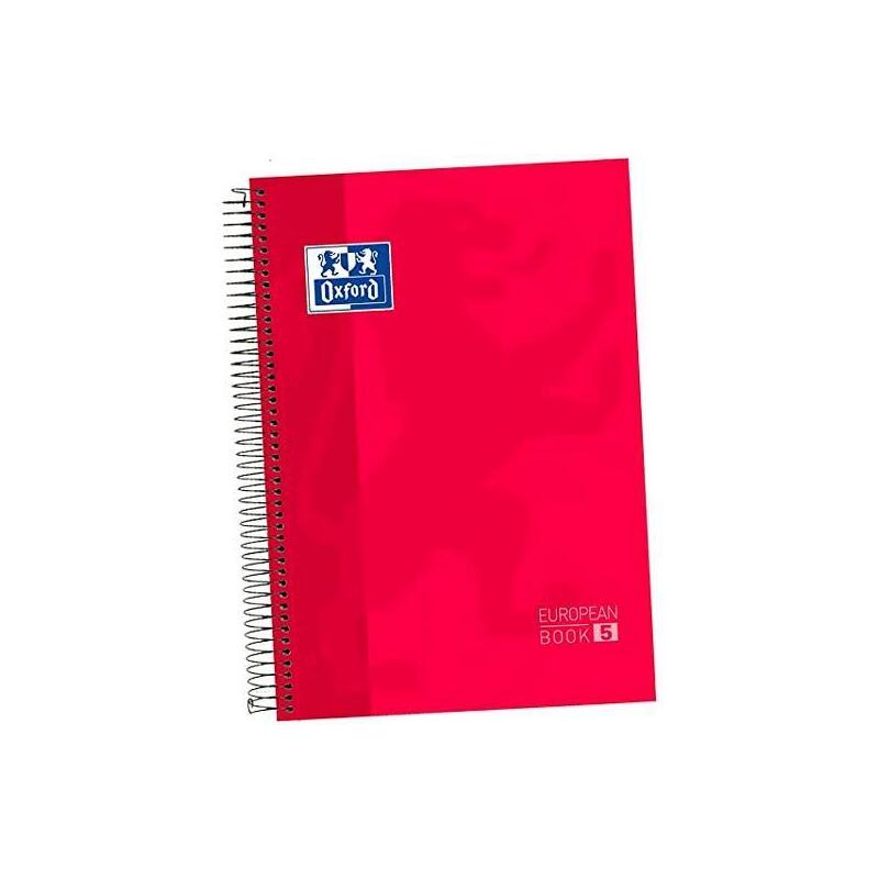 Pack De 5 Unidades Oxford Cuaderno Classic Europeanbook 5 Microperforado 120h (50% Gratis) A4+ 5x5 Tapa Extradura Rojo