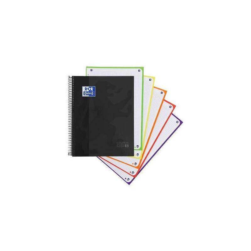 Pack De 5 Unidades Oxford Cuaderno Classic Europeanbook 5 Write&Erase 120h A4+ 5x5 Microperforado Tapa Extradura Negro