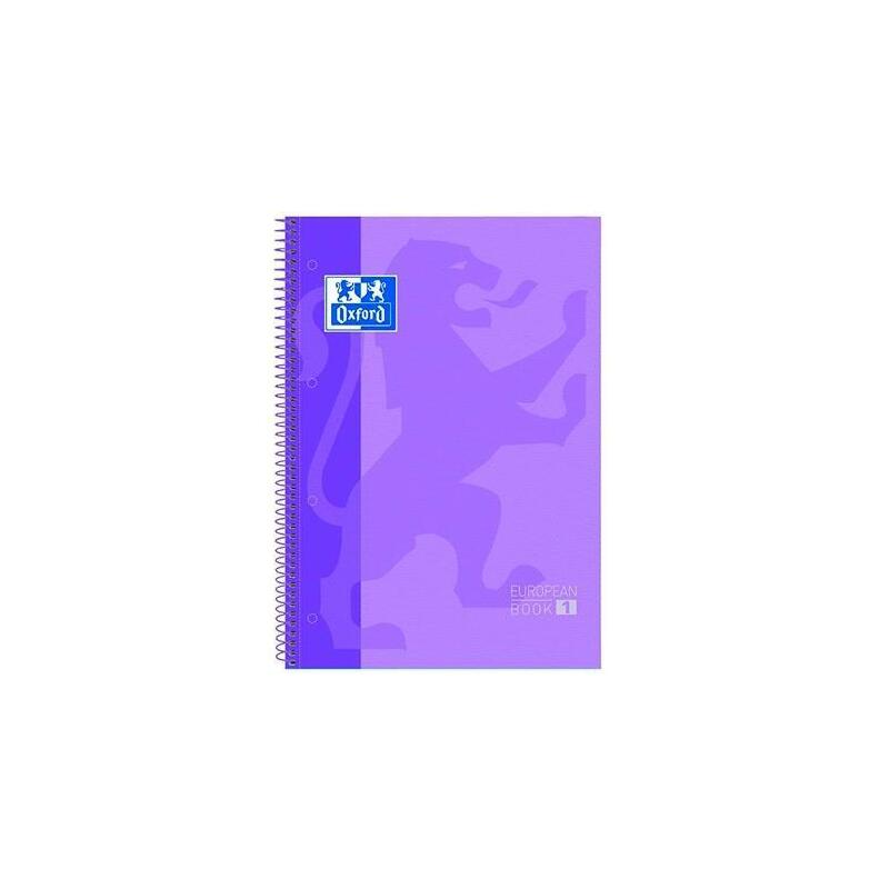 Pack De 5 Unidades Oxford Cuaderno Europeanbook 1 Microperforado 80 Hojas 5x5 Tapas Extraduras Classic A4+ Malva