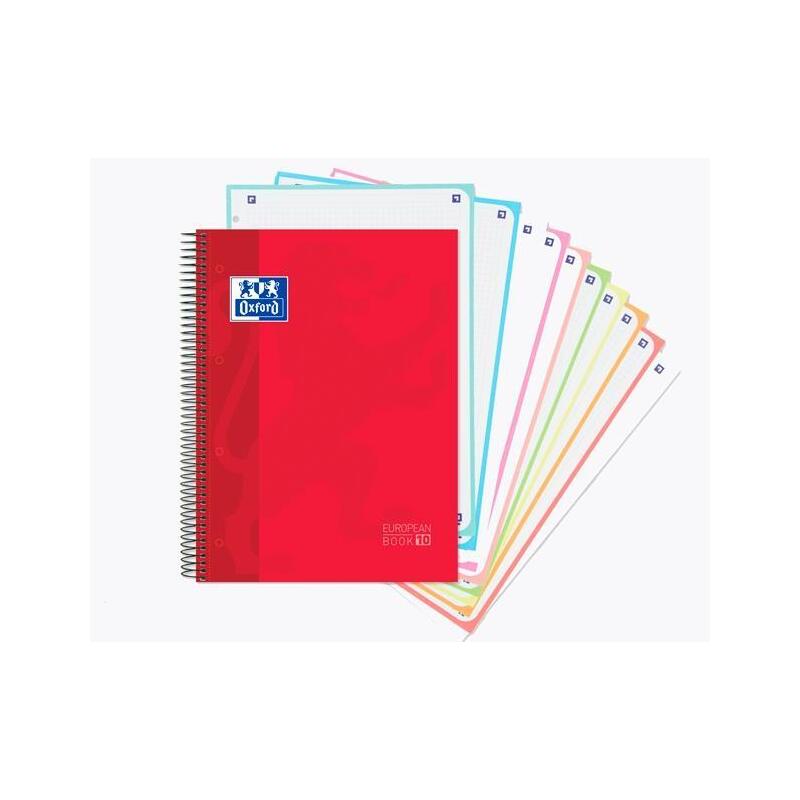 Pack De 5 Unidades Oxford Cuaderno Europeanbook 10 Classic Microperforado 150 Hojas 5x5 Tapas Extraduras Classic A4+ C/ Surtidos