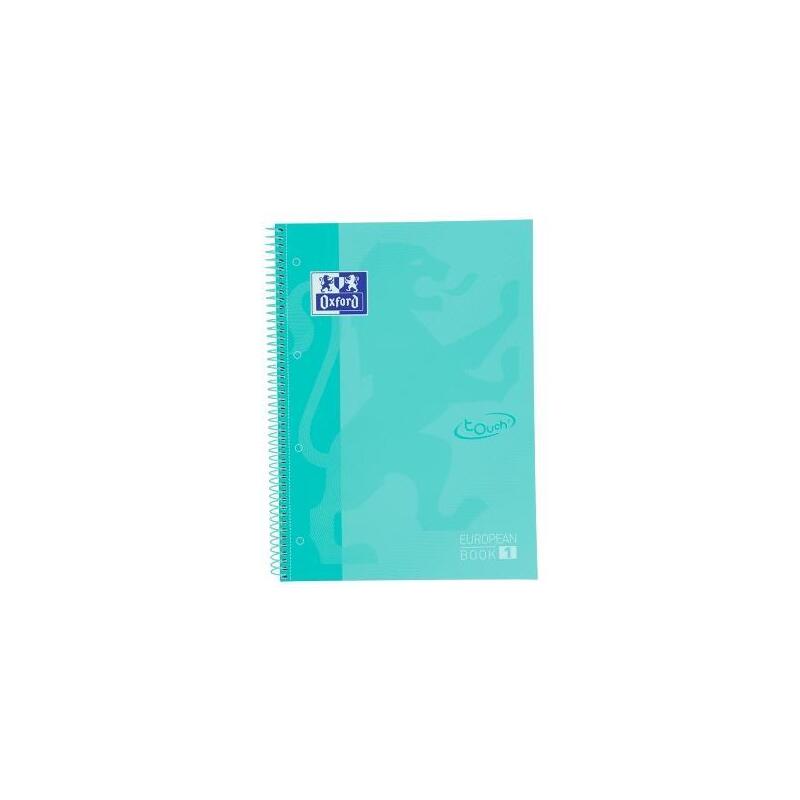 Pack De 5 Unidades Oxford Cuaderno Touch Europeanbook 1 Write&Erase 80h A4+ 5x5mm Microperforado T/Extradura Menta Pastel