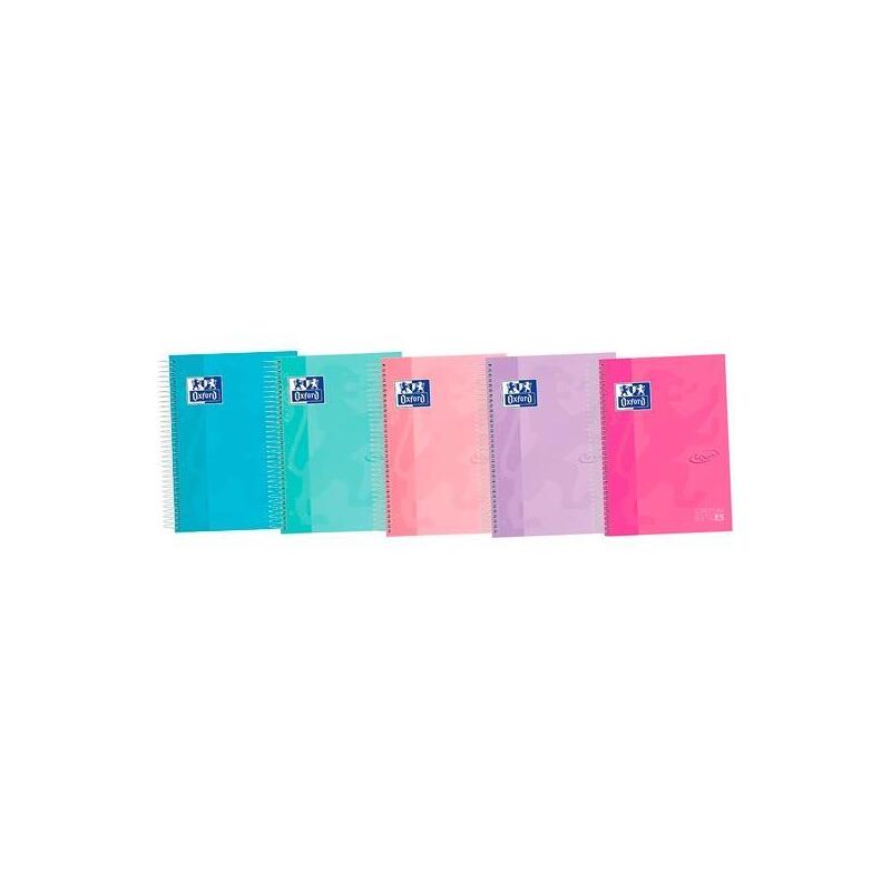 Pack De 5 Unidades Oxford Cuaderno Touch Europenanbook 4 Microperforado 120h A5+ 5x5mm Tapa Extradura C/Surtidos Pastel