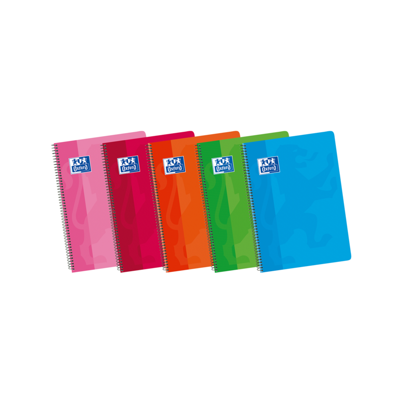 Pack De 5 Unidades Oxford School Classic Fº Cuaderno Espiral Tapa Blanda - 80 Hojas - Tamaño Fº - Colores Surtidos