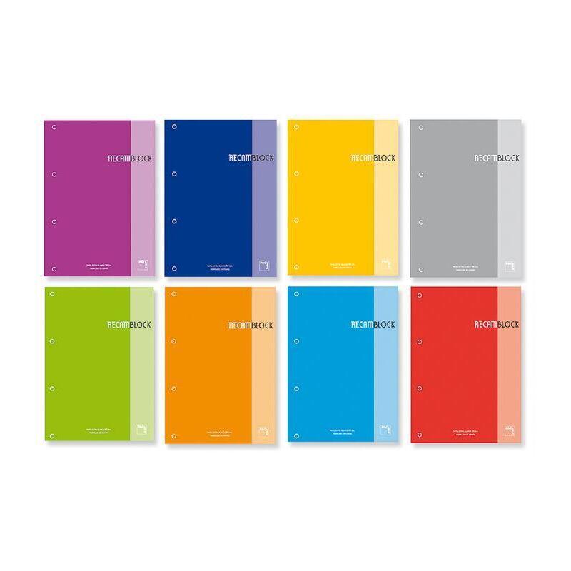 Pack De 5 Unidades Pacsa Recambio 100h A4 Encolado 90gr 5x5 + Greca 4 Taladros Recamblock Naranja