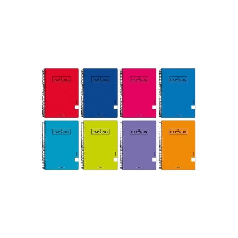 Pack De 5 Unidades Papyrus Cuaderno Tapa Pp 08-Uniclasic 80h 90gr Pauta 2,5mm Cuarto Colores Surtidos