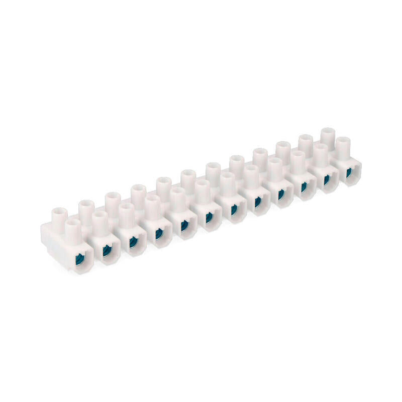Pack De 5 Unidades - Regleta De Conexion De 25 Mm , 12 Conectores, Homologada, Blanca