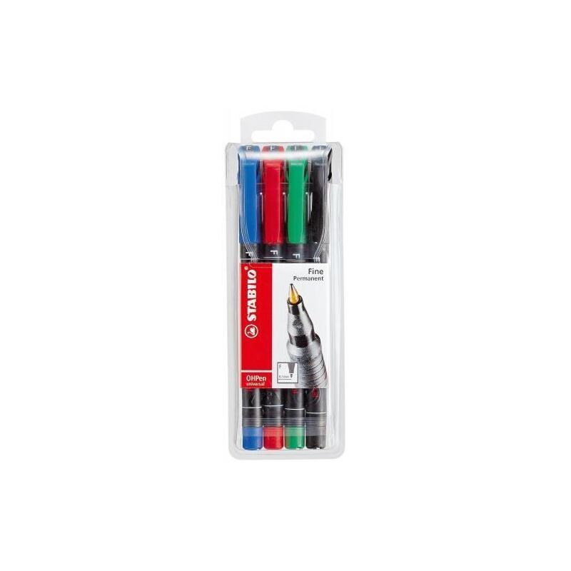 Pack De 5 Unidades Stabilo Marcador Permanente Ohpen Universal F Punta Fina 0,7mm C/Surtidos Estuche 4 Ud