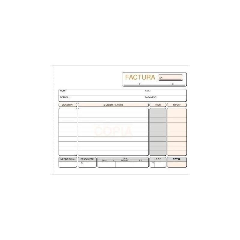 Pack De 5 Unidades Talonario Facturas 1/4 Apaisado Autocopia Triplicado