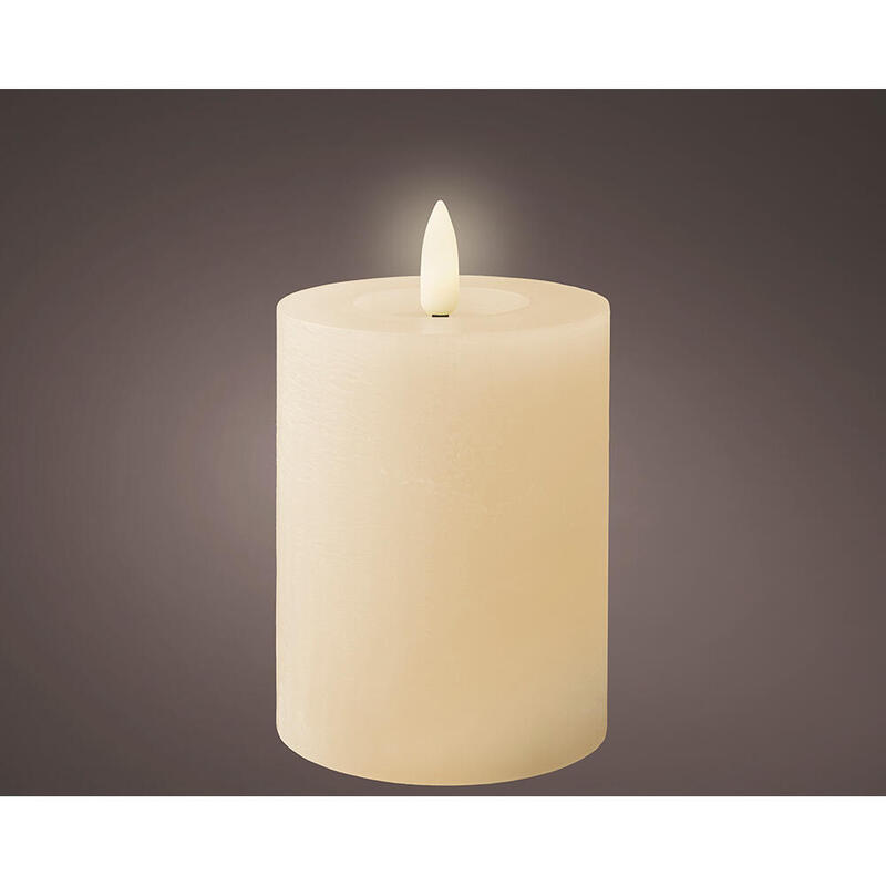 Pack De 5 Unidades - Vela De Cera Led, Color Beige, Acabado Rústico Ø7 X 11,2 Cm