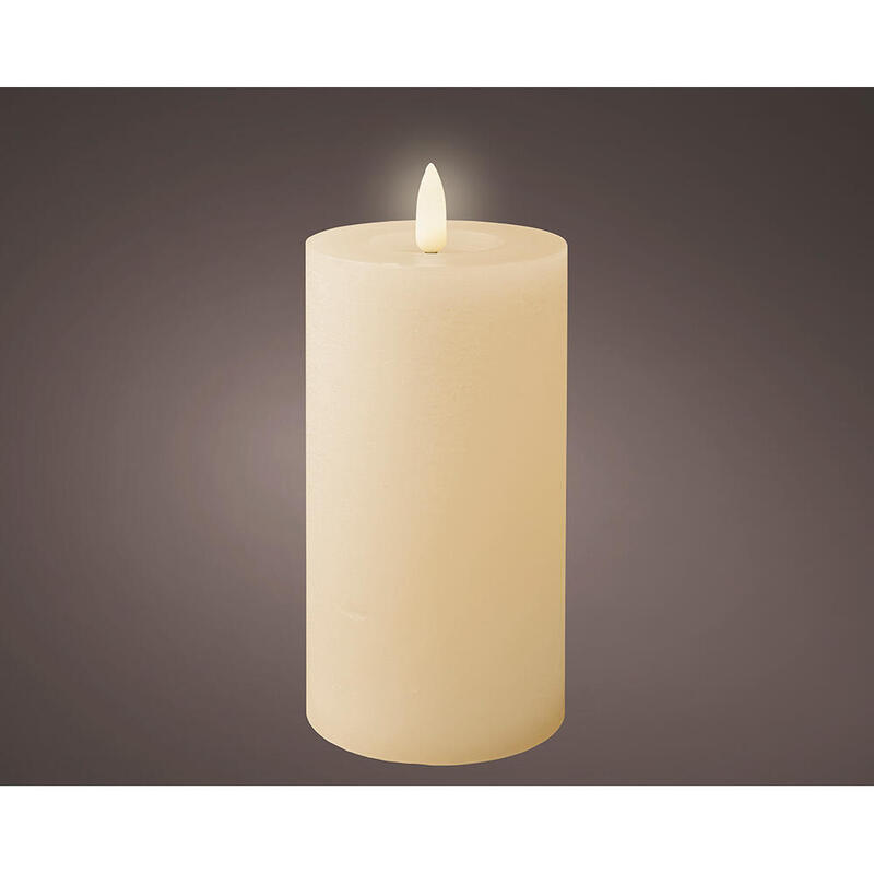 Pack De 5 Unidades - Vela De Cera Led, Color Beige, Acabado Rústico Ø7 X 15 Cm