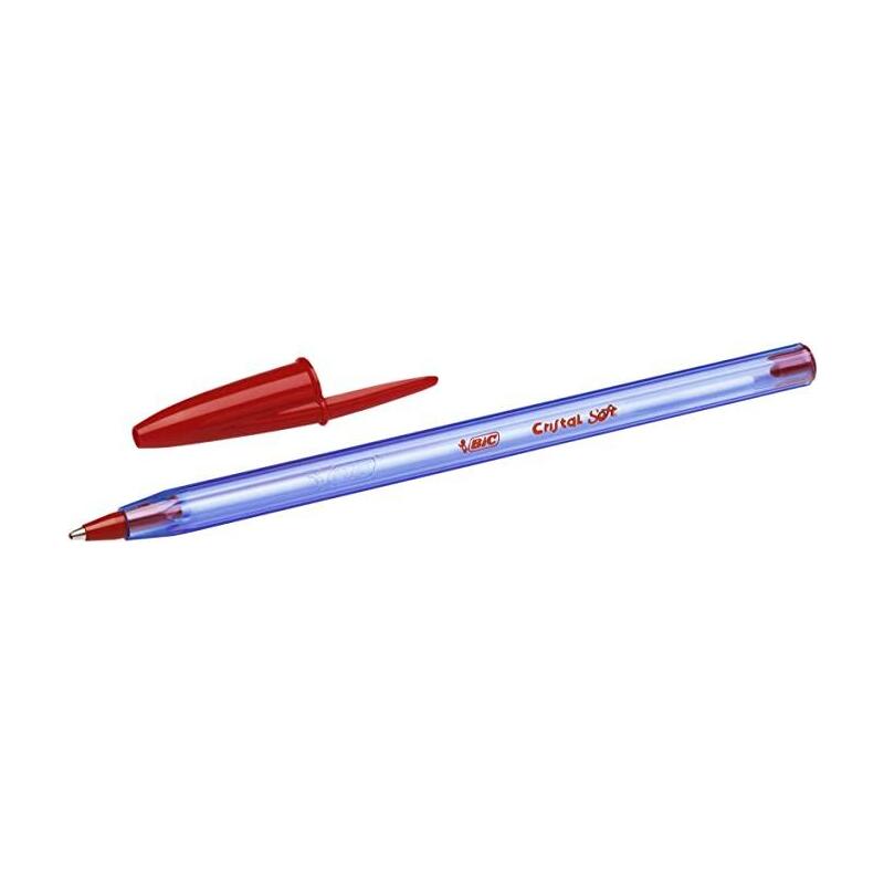 Pack De 50 Unidades Bic Cristal Soft Boligrafos De Bola - Punta Media De 1.2mm - Trazo 0.45mm - Escritura Mas Fluida - Color Rojo
