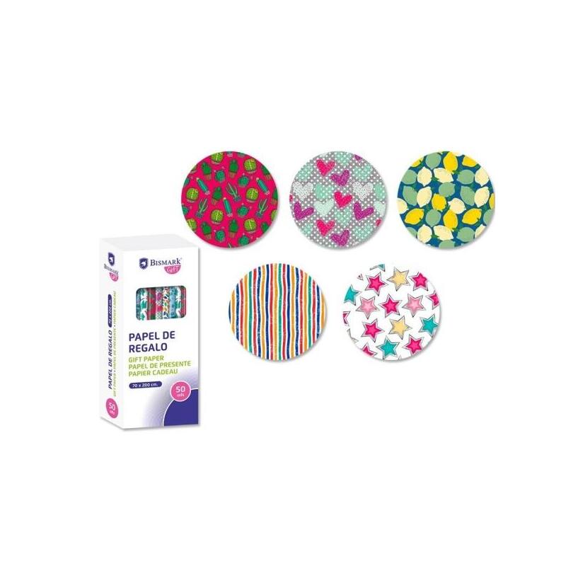 Pack De 50 Unidades Bismark Moments Rollo De Papel Regalo - Medidas 70cmx200cm - 5 Diseños Diferentes