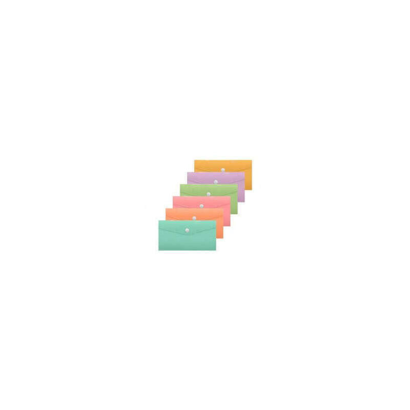 Pack De 50 Unidades Bismark Sobre Portadocumentos 240x125mm Con Broche - Fabricado En Polipropileno - Colores Pastel