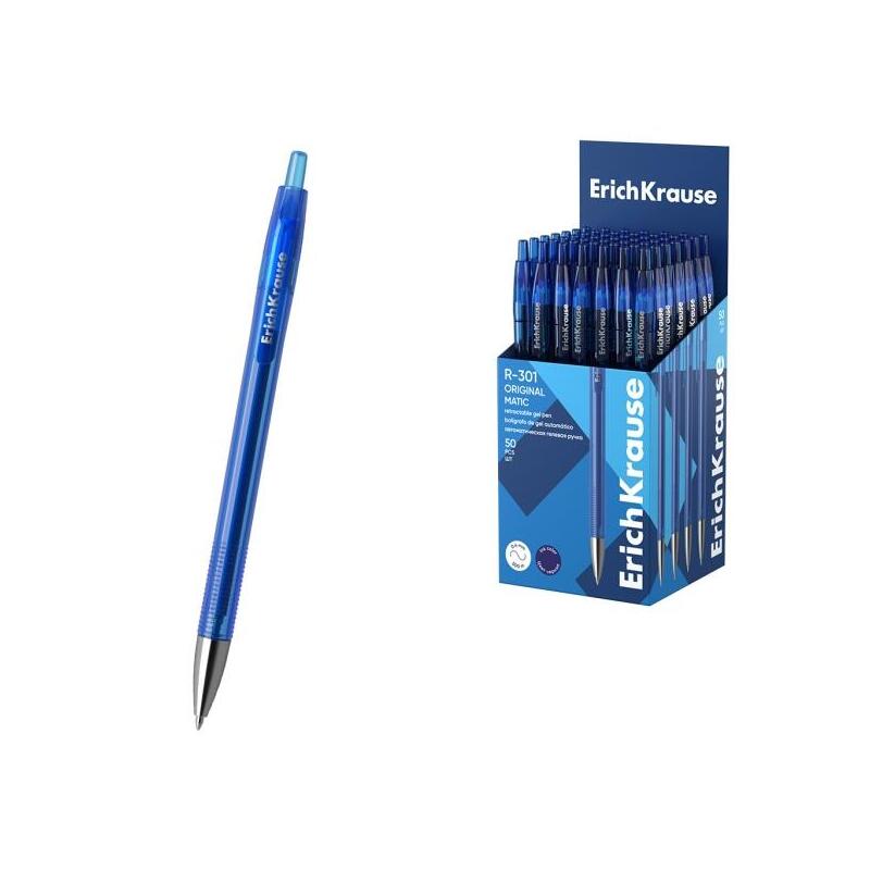 Pack De 50 Unidades Erichkrause R-301 Original Gel Matic Boligrafo Retractil - Punta De 0.5mm - Trazo 0.4mm - Azul
