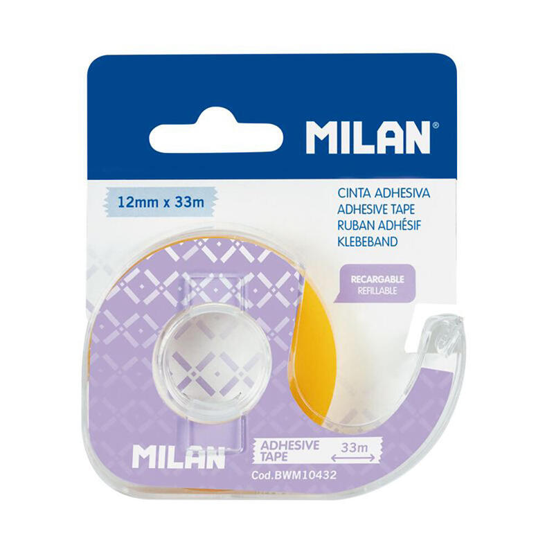 Pack De 6 Unidades - Blíster Con Dispensador De Cinta Adhesiva Transparente 12mm X 33m Milan