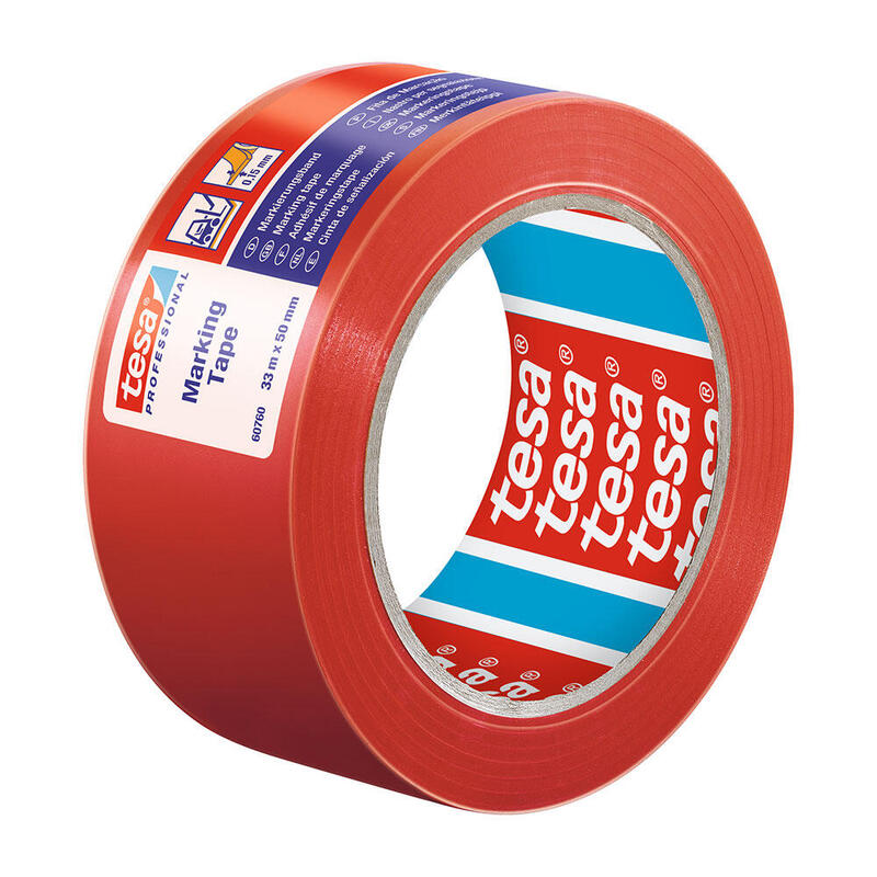 Pack De 6 Unidades - Cinta De Balizar Adhesiva Roja 50 Mm X 33 M