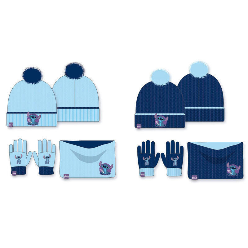 Pack De 6 Unidades - Conjunto Gorro Guantes Braga Cuello Stitch Disney Infantil
